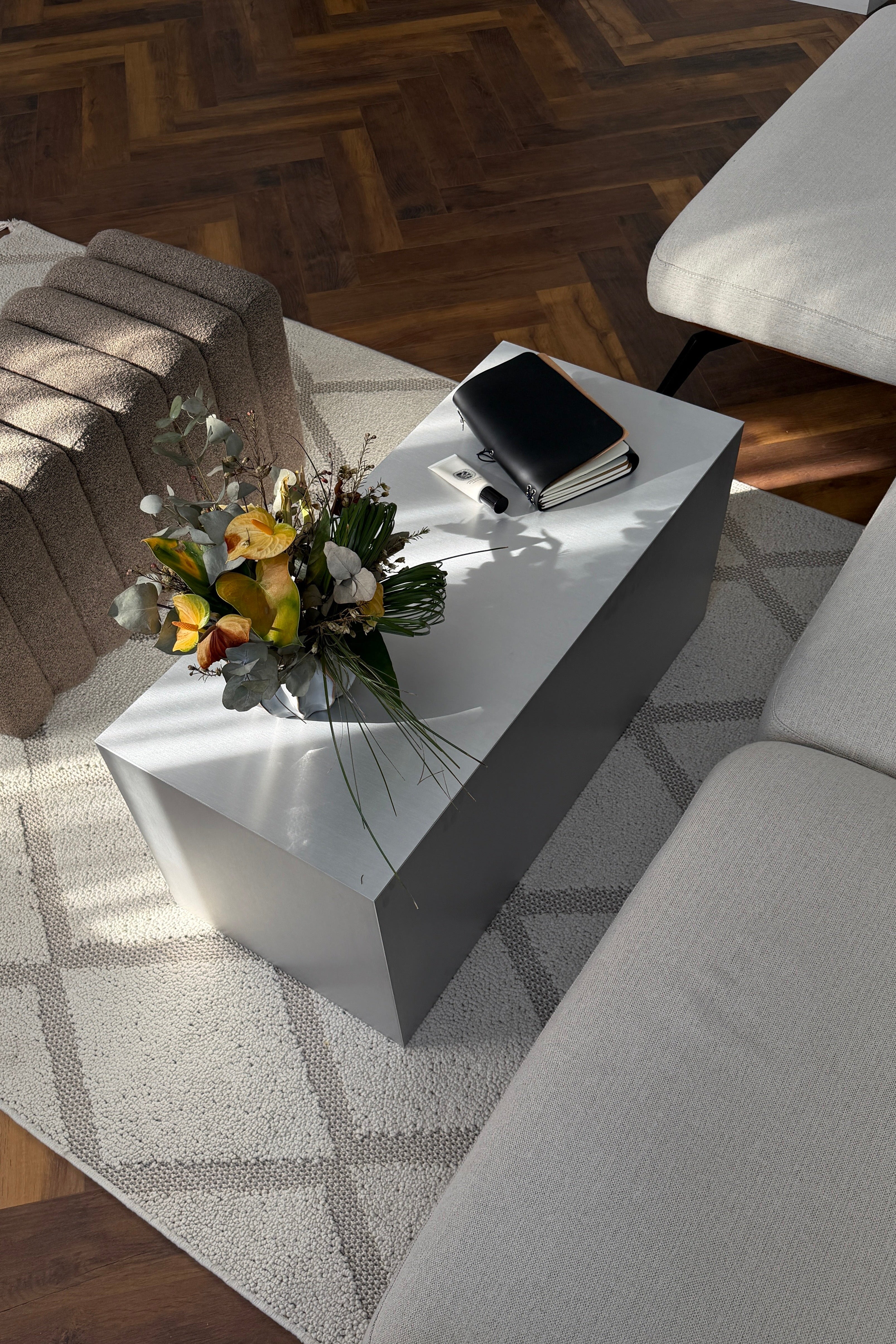 Narrow metal table