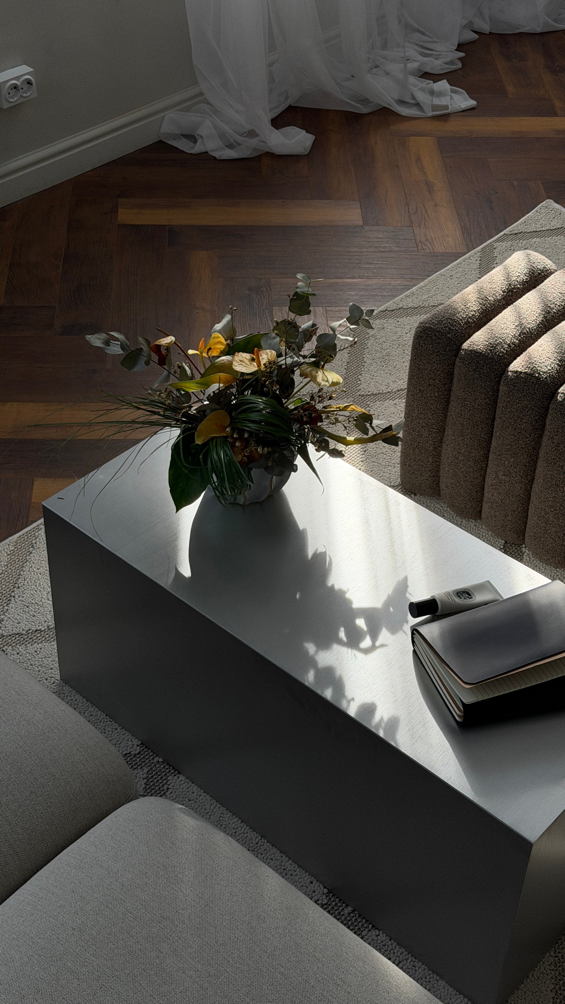 Narrow metal table
