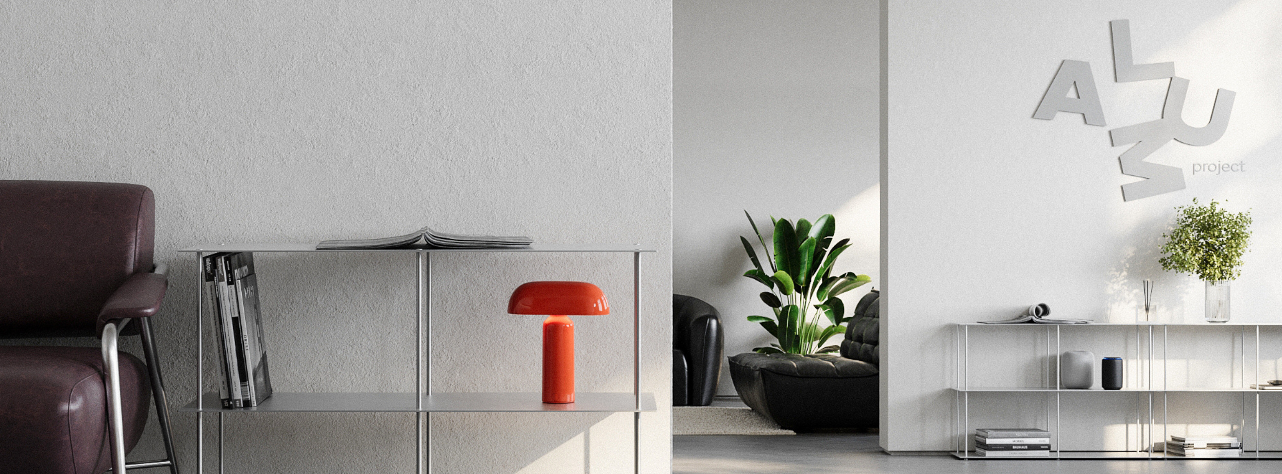 Designer aluminum stand and accent table from ALUMproject