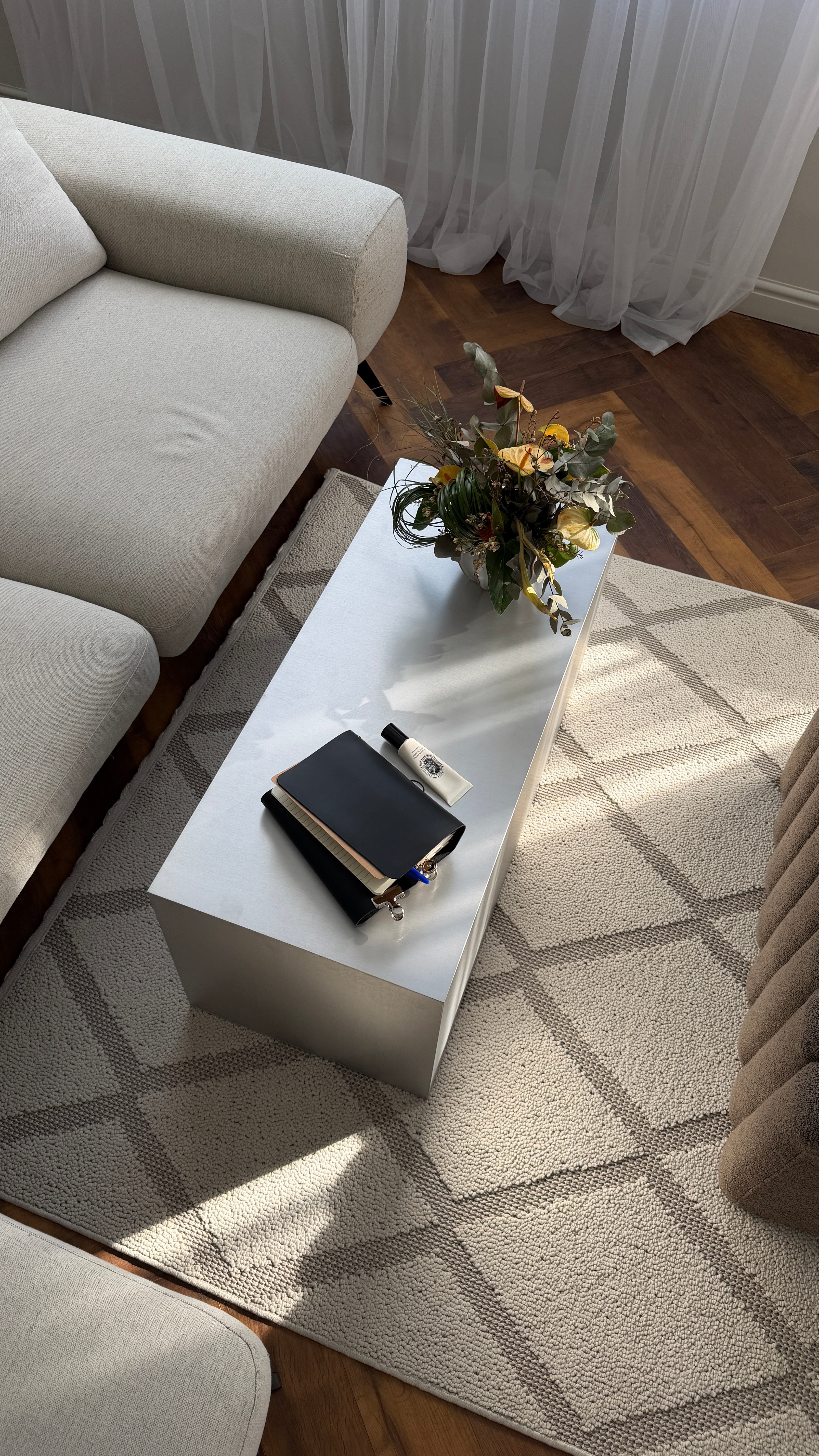 Narrow metal table