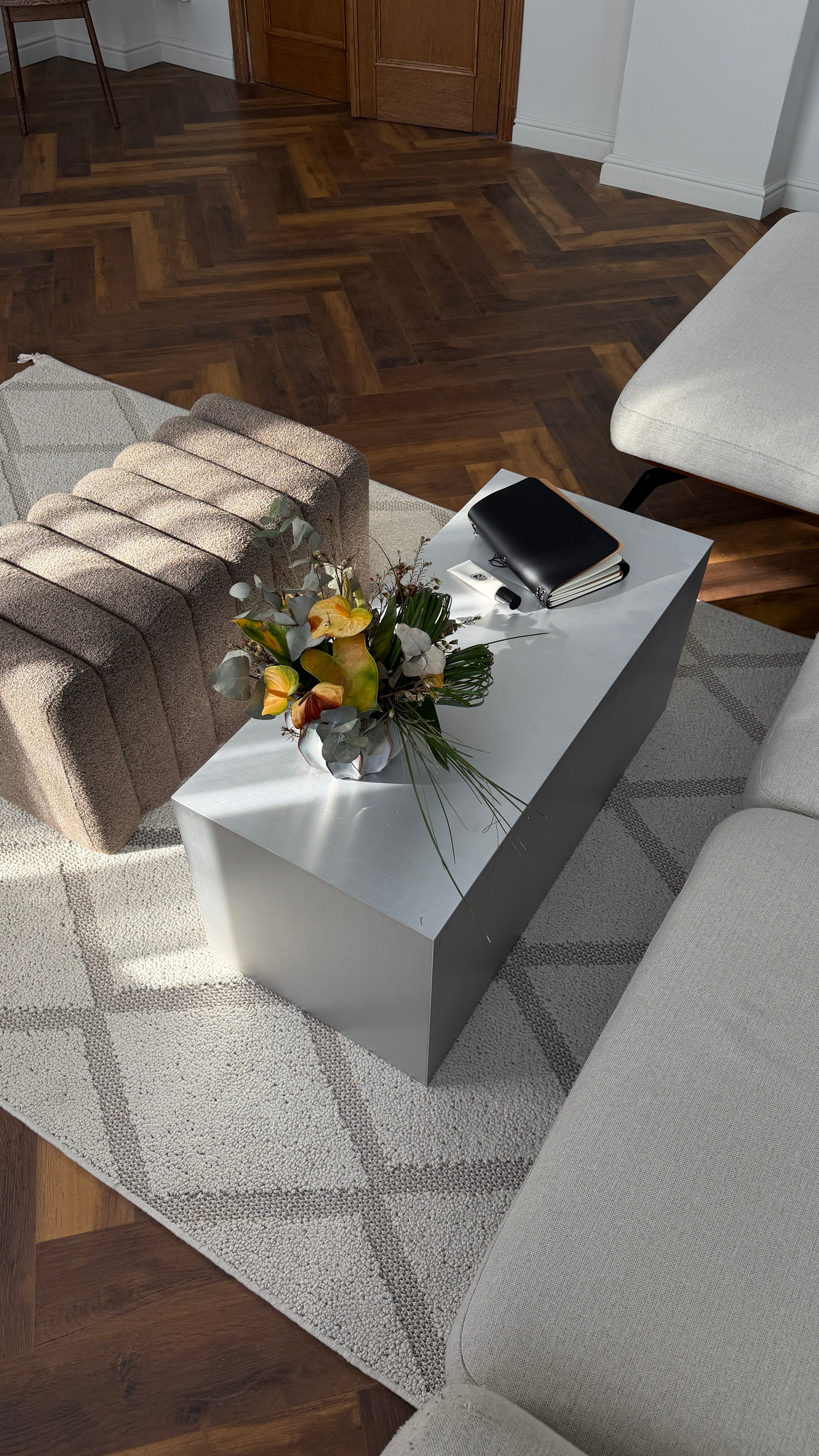 Narrow metal table