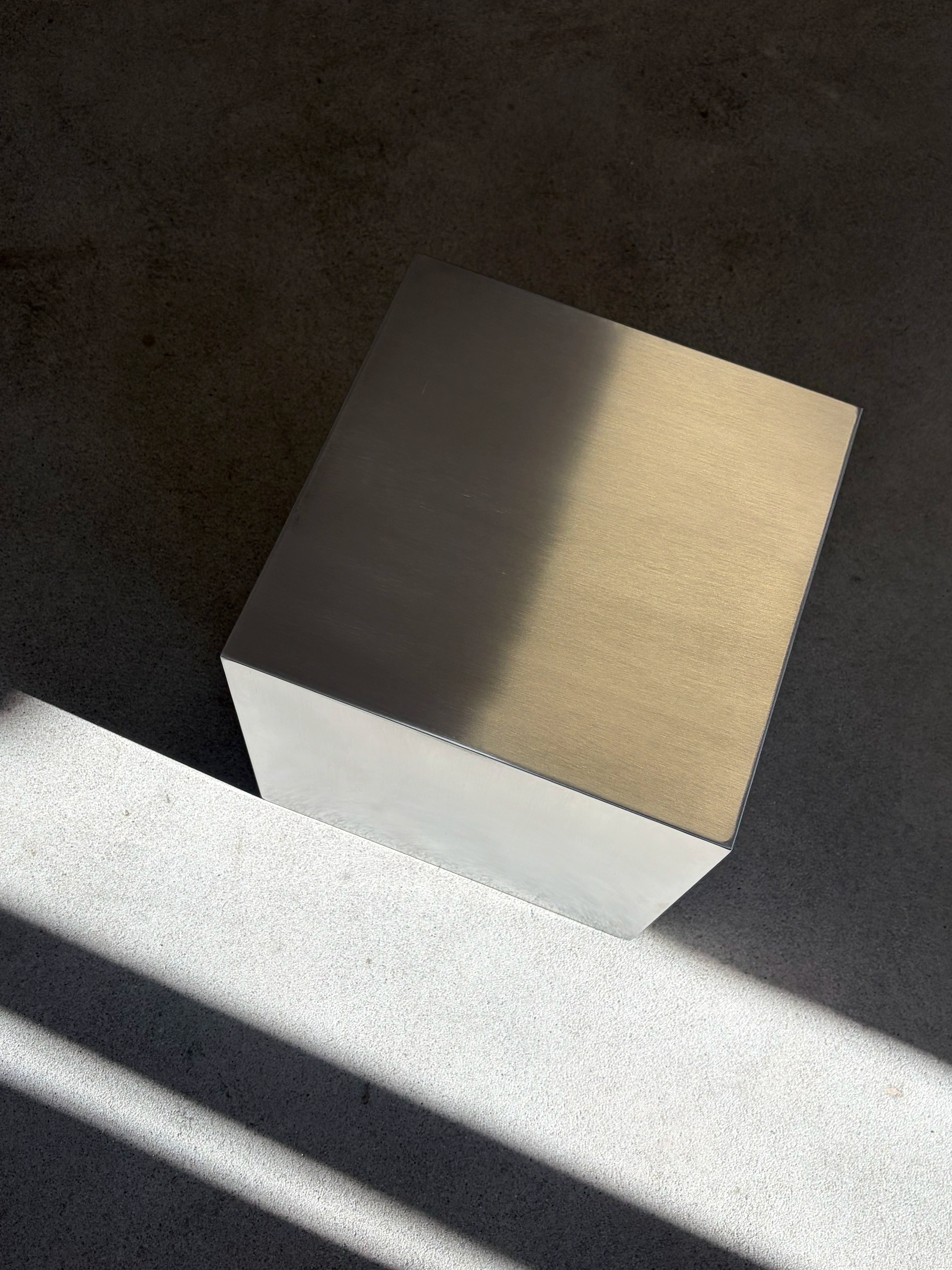 Stainless steel cubic side table
